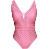 imageJessica Simpson Womens Standard V Neck One Piece Swimsuit Bathing SuitFizz Plunge Eyelet