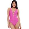 imageJessica Simpson Womens Standard V Neck One Piece Swimsuit Bathing SuitFuchsia