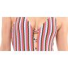 imageJessica Simpson Womens Standard V Neck One Piece Swimsuit Bathing SuitGroovy Stripe