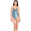 imageJessica Simpson Womens Standard V Neck One Piece Swimsuit Bathing SuitDark Navy Triangle