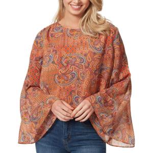 imageJessica Simpson Womens Monique Shimmer Crewneck BlouseAdobe Brown