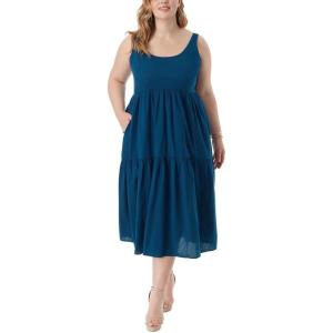 imageJessica Simpson Womens Plus Cheryl Tiered Seersucker Maxi DressPoseidon