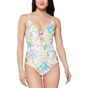 imageJessica Simpson Womens Standard V Neck One Piece Swimsuit Bathing SuitSpritz Multi