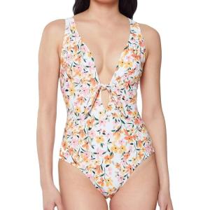 imageJessica Simpson Womens Standard V Neck One Piece Swimsuit Bathing SuitSunset Multi
