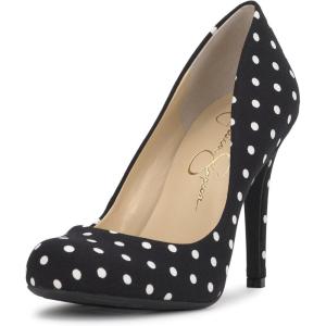 imageJessica Simpson Womens Calie Round Toe Classic Heels Pumps ShoesBlackWhite