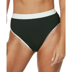 imageJessica Simpson Womens Ribbed HighWasit Swim Bottom SeparatesBlackCream
