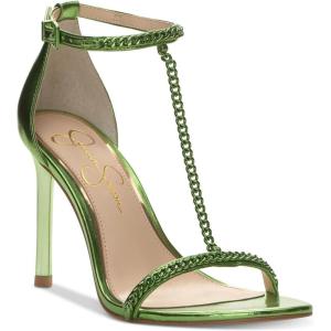 imageJessica Simpson Womens Qiven Faux Leather HeelsGreen Metallic Worn