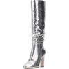 imageJessica Simpson Womens MINERVA Faux Leather Cushioned Footbed KneeHigh BootsSilver