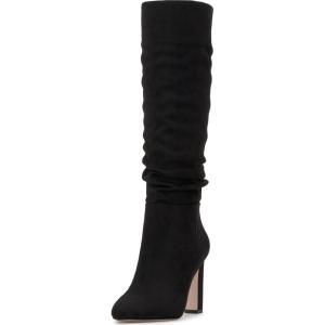 imageJessica Simpson Womens MINERVA Faux Leather Cushioned Footbed KneeHigh BootsBlack Microsuede