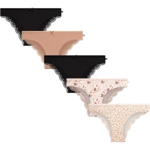 imageJessica Simpson Womens Bikini Underwear  5 Pack Sexy Lace Trim Seamless Panties Briefs for WomenBlackBlackTextured Animal Pearl BlushDolceMellow Garden Pearl