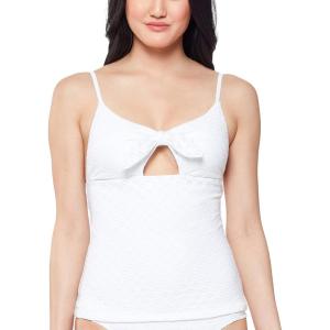 imageJessica Simpson Womens Eyelet Hipster Swim Bottom SeparatesWhite Tankini