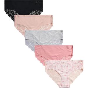 imageJessica Simpson Womens Hipster Panties  3 Pack6 Pack Sexy Lace Womens Underwear  Seamless Panties for Women Sizes SXL5pack Floral PrintBlushDot PrintBlackRose