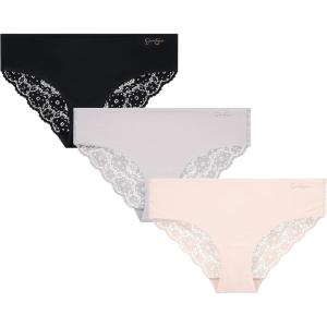 imageJessica Simpson Womens Hipster Panties  3 Pack6 Pack Sexy Lace Womens Underwear  Seamless Panties for Women Sizes SXLPearl BlushRaindropsBlack 3 Pack