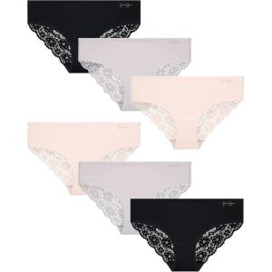 imageJessica Simpson Womens Hipster Panties  3 Pack6 Pack Sexy Lace Womens Underwear  Seamless Panties for Women Sizes SXLPearl BlushRaindropsBlack 6 Pack