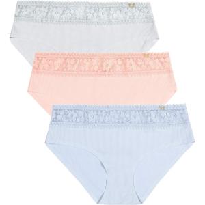 imageJessica Simpson Womens Hipster Panties  3 Pack6 Pack Sexy Lace Womens Underwear  Seamless Panties for Women Sizes SXLRibbed BlueSeashellMicro Chip 3 Pack