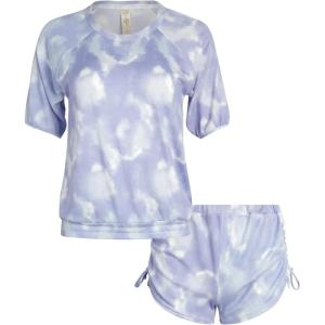 imageJessica Simpson Womens Pajama Set  2 Piece Hacci Raglan Sleeve Top and Shorts Cute Matching Pajamas for Women SLBlue Dreamy Tie Dye