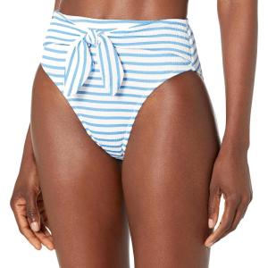 imageJessica Simpson Womens Striped Tie Front Swim Bottom SeparatesBluebell High Waist Bottom
