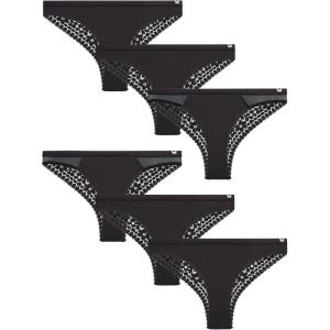 imageJessica Simpson Womens Tanga Underwear  3 Pack6 Pack Soft Microfiber Lace Back Panties  Breathable Underwear for WomenBlack 6pk