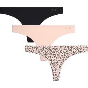 imageJessica Simpson Womens Thong Underwear  3 Pack Microfiber Stretch Lace Panties Soft ampamp Sexy Lingerie for WomenAnimal Pearl BlushBlackPearl Blush