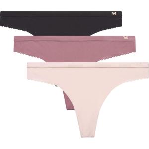 imageJessica Simpson Womens Thong Underwear  3 Pack Microfiber Stretch Lace Panties Soft ampamp Sexy Lingerie for WomenBlackGrape ShakeRose Smoke