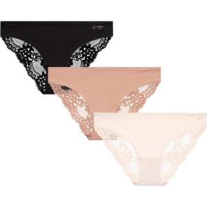 imageJessica Simpson Womens Underwear  3 Pack Microfiber Lace Bikini Panties SXLPearlDolceBlack