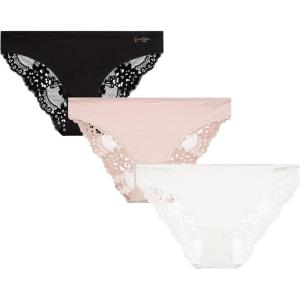 imageJessica Simpson Womens Underwear  3 Pack Microfiber Lace Bikini Panties SXLRose SmokeGardeniaBlack