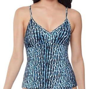 imageJessica Simpson Womens Animal Print Adjustable Bikini Swim topLeopard Tankini
