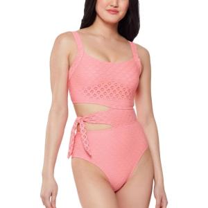 imageJessica Simpson Womens Eyelet CutOut OnePiece SwimsuitFizz
