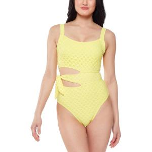 imageJessica Simpson Womens Eyelet CutOut OnePiece SwimsuitSpritz Eyelet Side Tie