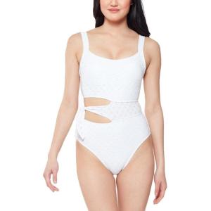 imageJessica Simpson Womens Eyelet CutOut OnePiece SwimsuitWhite Eyelet Side Tie