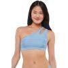 imageJessica Simpson Womens Ribbed One Shoulder Bikini Swim topBlue One Shoulder