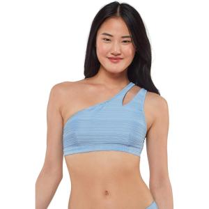 imageJessica Simpson Womens Ribbed One Shoulder Bikini Swim topBlue One Shoulder