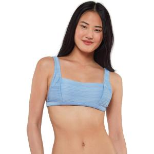 imageJessica Simpson Womens Ribbed One Shoulder Bikini Swim topBlue Retro Bra Top