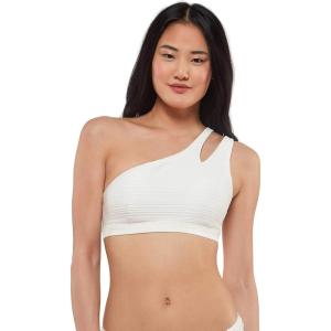 imageJessica Simpson Womens Ribbed One Shoulder Bikini Swim topOffwhite