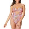 imageJessica Simpson Womens Textured Printed OnePiece SwimsuitMandarin Multi