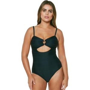 imageJessica Simpson Womens Textured Printed OnePiece SwimsuitBlack