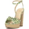 imageJessica Simpson Womens Block Heel Ankle StrapGreen Multi Jungle Jacquard