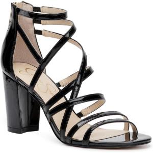 imageJessica Simpson Stassey Womens Caged Faux Leather Back Zip Dress SandalsBlack Super Patent