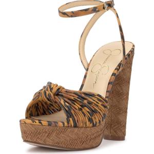 imageJessica Simpson Womens Block Heel Ankle StrapNatural Tiger Print