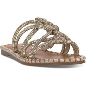 imageJessica Simpson Womens Embellished Faux Leather Slide SandalsChampagne