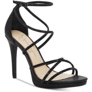 imageJessica Simpson Womens Jaeya Rhinestone Strappy Dress SandalsBlack Shimmer