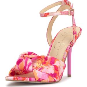 imageJessica Simpson Womens Neveny Heeled SandalPinkOrange Painterly Floral Satin