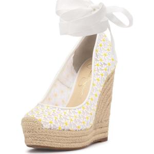 imageJessica Simpson Womens Zexie Espadrille Wedge SandalWhite Floral Mesh