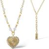 imageJessica Simpson Heart Necklace for Women 16quot  2quot GoldTone Heart Pendant Necklace with Clear Crystal Embellishments