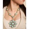 imageJessica Simpson Womens Large Turquoise Stone Flower Necklace 16quot  Silver or GoldTone Turquoise Statement NecklaceGold Flower