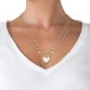 imageJessica Simpson Womens Layered Heart Necklace 18quot  2quot  GoldTone Double Strand Necklace with Heart Pendant