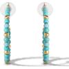 imageJessica Simpson Womens Turquoise Bead Hoop Earrings  GoldTone or SilverTone Turquoise Hoop EarringsGold