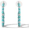 imageJessica Simpson Womens Turquoise Bead Hoop Earrings  GoldTone or SilverTone Turquoise Hoop EarringsSilver