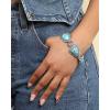 imageJessica Simpson Womens Turquoise Bracelet  Oxidized Silver or GoldTone Bracelet with Turquoise StonesFlower Silver