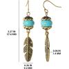 imageJessica Simpson Womens Turquoise Earrings  Oxidized GoldTone or SilverTone Turquoise Dangle Earrings for WomenGold Bead Feather Drop